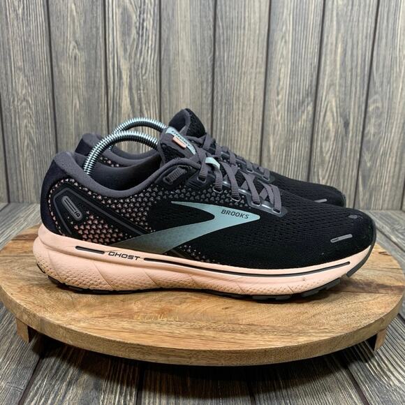 Brooks Ghost 14 Women Running Jogging Walking Sneakers Shoes 11 Black Pink Teal - Picture 2 of 13